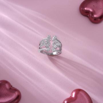 Glinting Floral Adjustable Silver Ring - Valentine Collection
