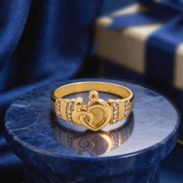 Cherished Embrace Stone-Studded Gold Ring