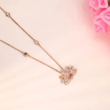 Colorful Lotus Bloom Diamond Necklace - T'Mara Collection