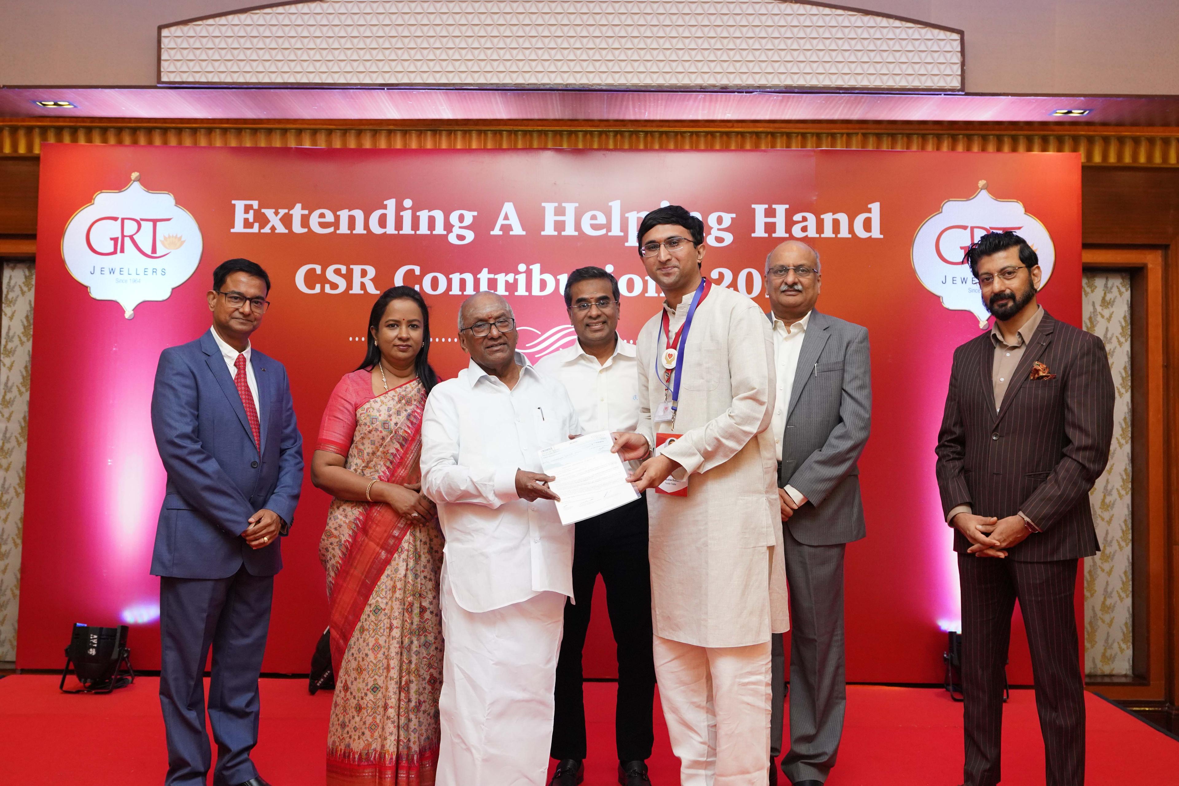 GRT MAGNANIMOUSLY SUPPORTS SAI AASHRAYA TRUST, BENGALURU, WITH Rs.55 LAKHS  CONTRIBUTION