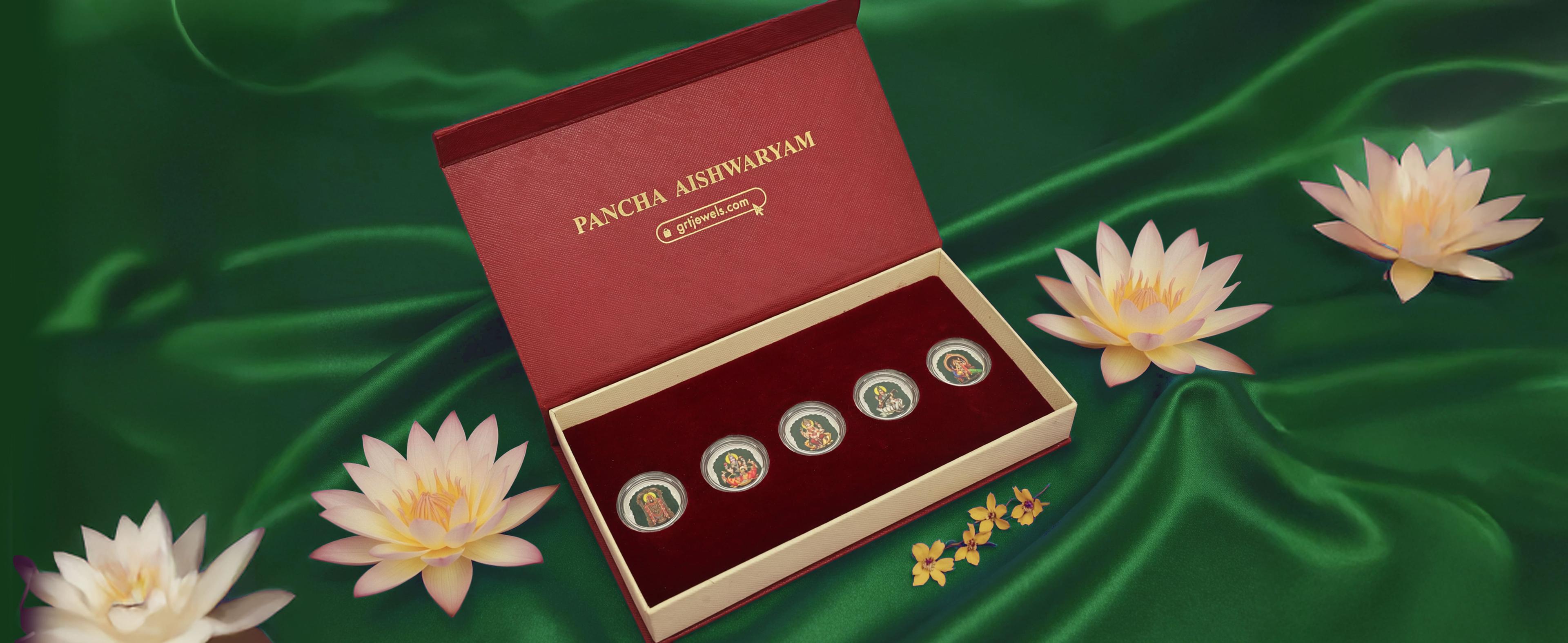Pancha Aishwaryam Silver Coin Set