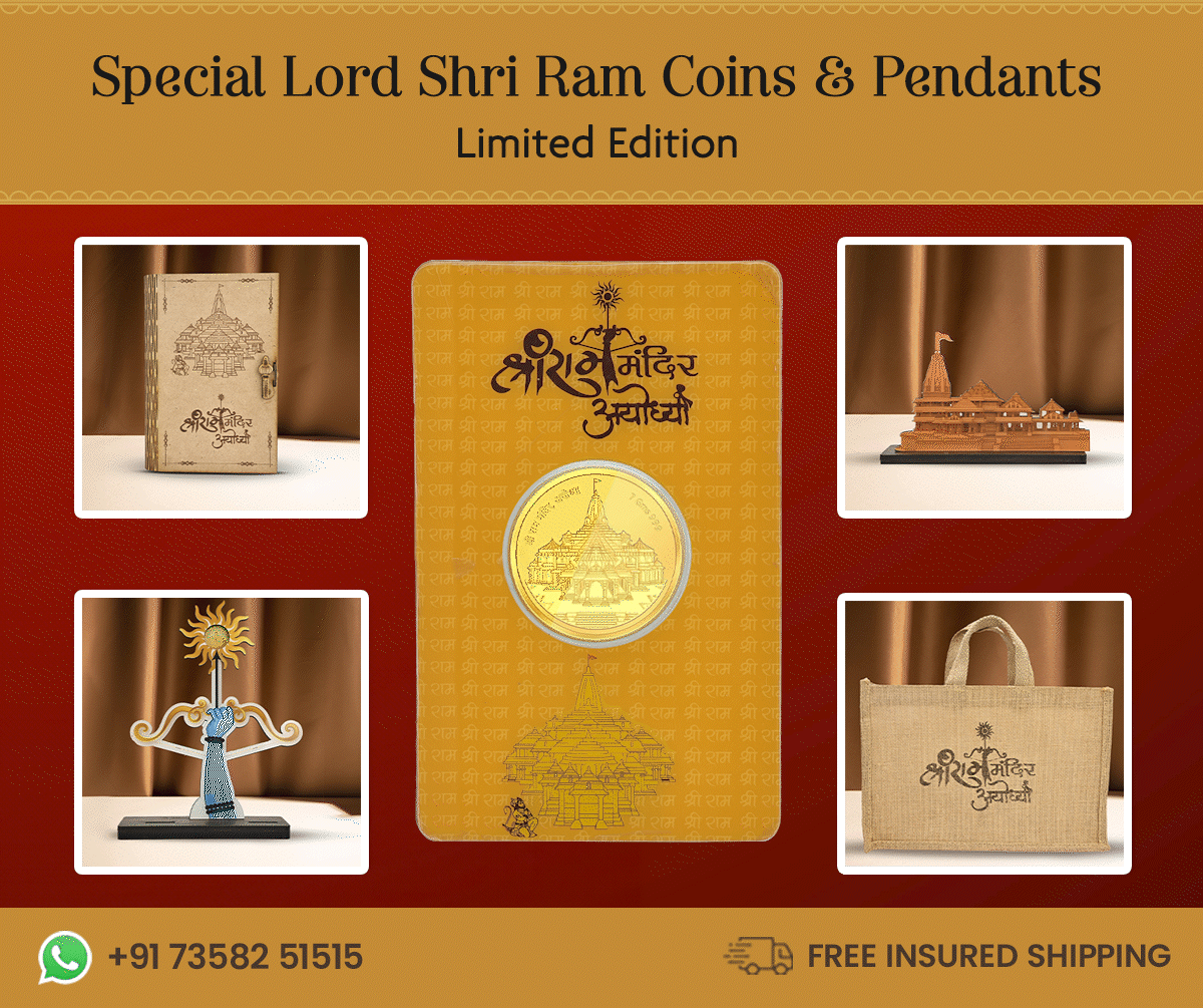 24KT Ram Mandir Gold Coin