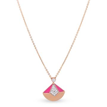 Petite Geometric Enamel Coated 14KT Gold Necklace - Thea Collection