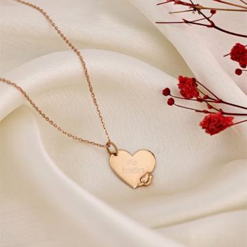 Elegant Rose-Kissed Engravable Heart Pendant