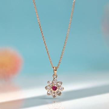 Scarlet Bloom Essence Gold Pendant