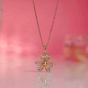 Majestic Winged Bloom Gold Pendant
