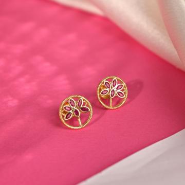 Leaf Shaped Gold Earrings