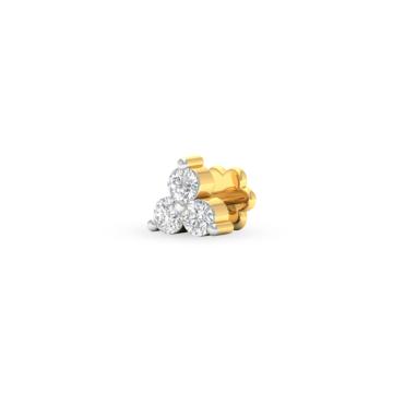 Pretty Tri Stone Diamond Nosepin