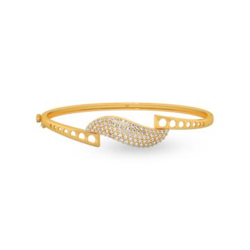 Amazing Cluster Stones Leaf Gold Bracelet