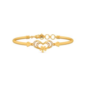 Admirable Heart And Floral Gold Bracelet - Valentine Collection