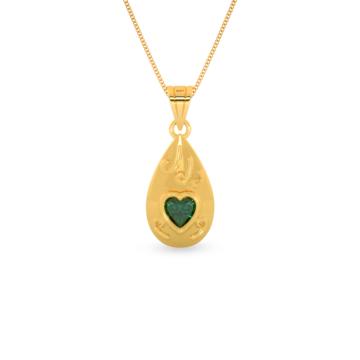 Adorable Green Stone Heart And Pear Gold Pendant