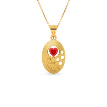 Aesthetic Red Stone Floral Gold Pendants - Valentine Collection