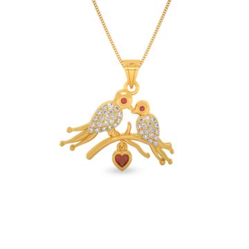 Azure Love Birds Gold Pendant