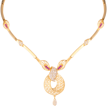 Amazing Leaf Design Pear Style Gold Necklaces