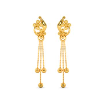 Attractive Rhodium Polish Floral Gold Earrings