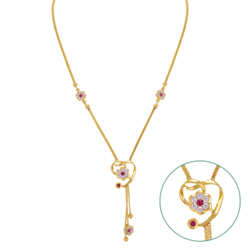 Nature's Elegance Swirling Flowers Gold Necklace