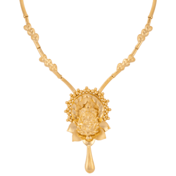 Divine Floral Teardrop Lakshmi Gold Necklace