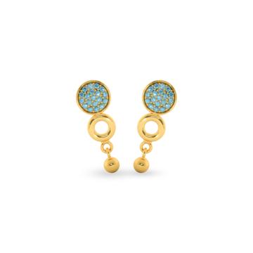 Dazzling Circular Blue Stone Gold Earrings - Trinka Collection