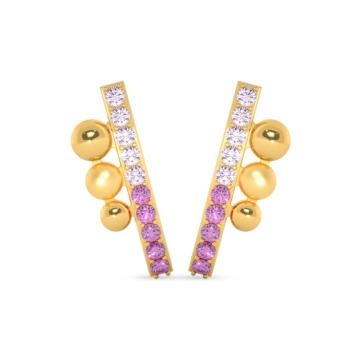 Glittering Multi Stone Gold Earrings