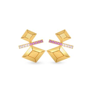 Spectacular Dual Square Gold Earring - Trinka Collections