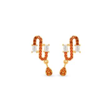 Shimmering Orange Stone Gold Earring - Trinka Collection