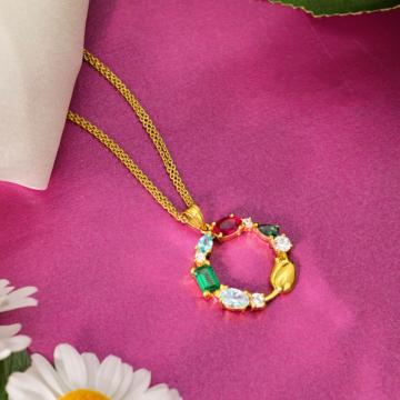 Multicolor Bloom Gold Pendant