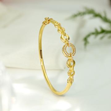 Gold Oval & Round Design Cuff Bracelet