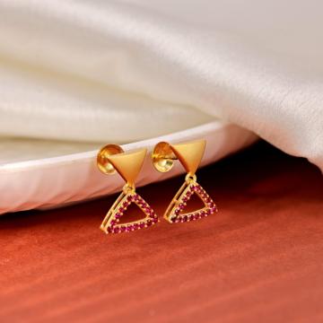 Gold Geometric Triangle Hanging Earrings