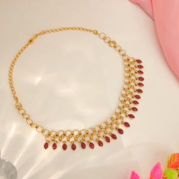 Rosy Leaf Charm Gold Necklace - Flio Collection