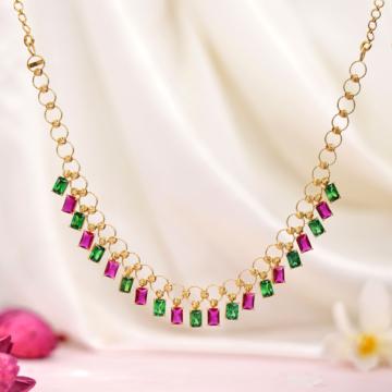 Pink-Green Harmony Gold Necklace - Flio Collection