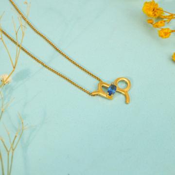Graceful Blue Stone Gold Necklace