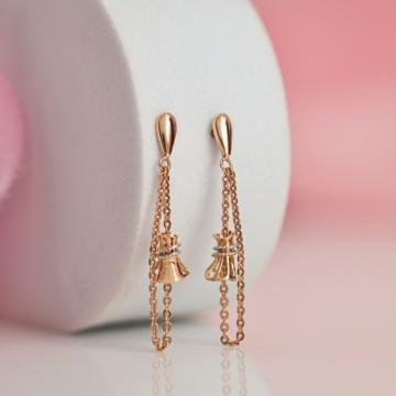 Chic Chain-Linked Rose Gold Drop Earrings