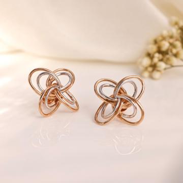 Sinuous Dual Tone Gold Earrings