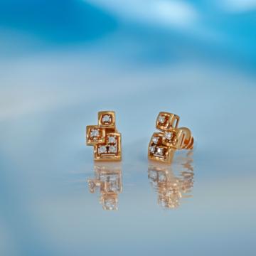Modernist Fancy Design Rose Gold Earrings