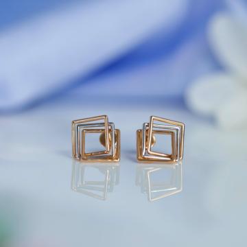 Premium Two Tone Square Design Rose Gold Earrings