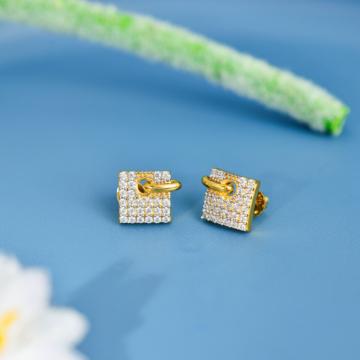 Dreamy Square Pattern Gold Earrings