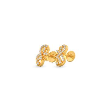 Petite Infinty Leaf Gold Earrings