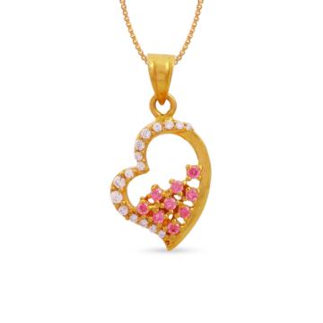 Glory Heart With Red Stone Gold Pendant - Valentine Collection