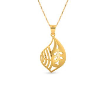 Mesmerized Leaf Drop Gold Pendant