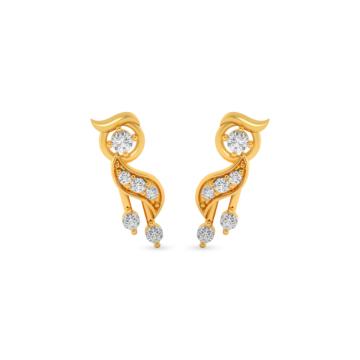 Feminine Leaf Design Gold Earrings