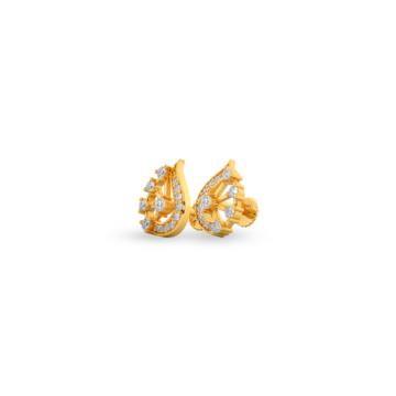 Sparkle Stylish Pear Design Gold Earrings