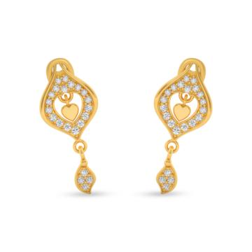 Fashion Dancing Heart Gold Earrings - Valentine Collection