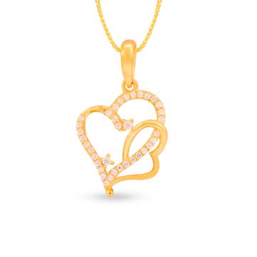 Exquisite Interlocked Twin Heart Gold Pendants - Valentine Collection