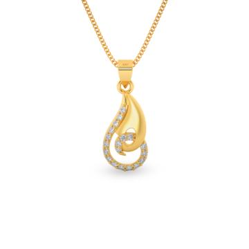 Sparkly Wave Stones Gold Pendant