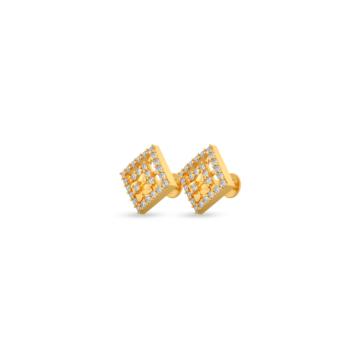 Dainty Floral And Rhombus Gold Earrings