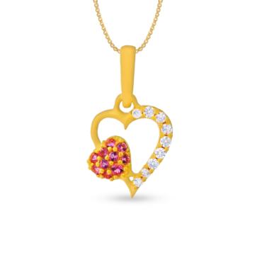 Fabulous Dual Heartin Colour Stone Gold Pendants