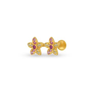 Perfect Five Petal Floral Gold Earrings