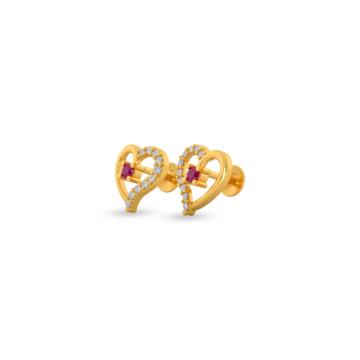 Lovely Heartin Gold Earrings