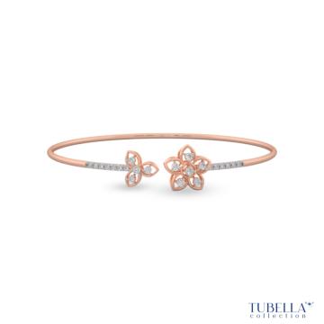 Elegance Minimalistic Floral Diamond Cuff Bracelet - Tubella Collection