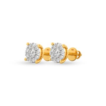 Glimmering Concentric Circle Diamond Earrings-736A001293-1-EF IF VVS-18kt Yellow Gold-